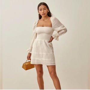 Reformatio White Smocked Dress